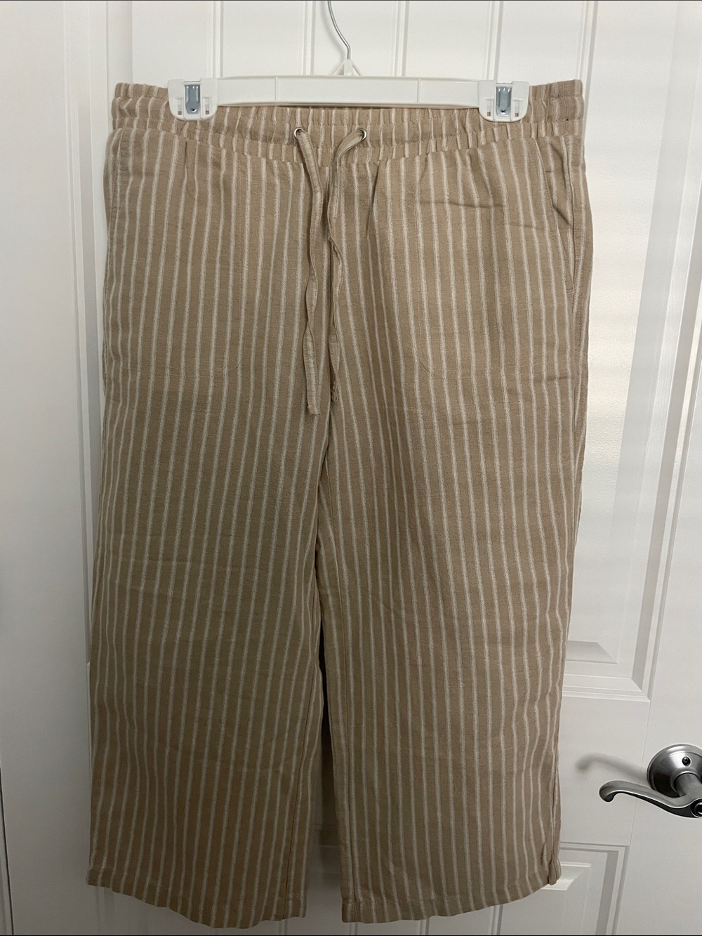 Women’s Beige Striped Drawstring Pants